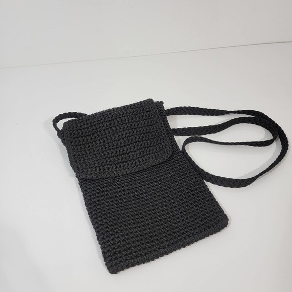 Handmade Black Crochet Knit Crossbody - Picture 1 of 11